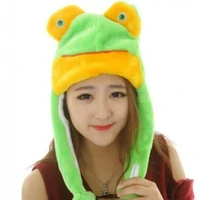 adult kids winter cute plush animal character beanie hat with pom pom ends long straps funny stuffed toy earflap cap