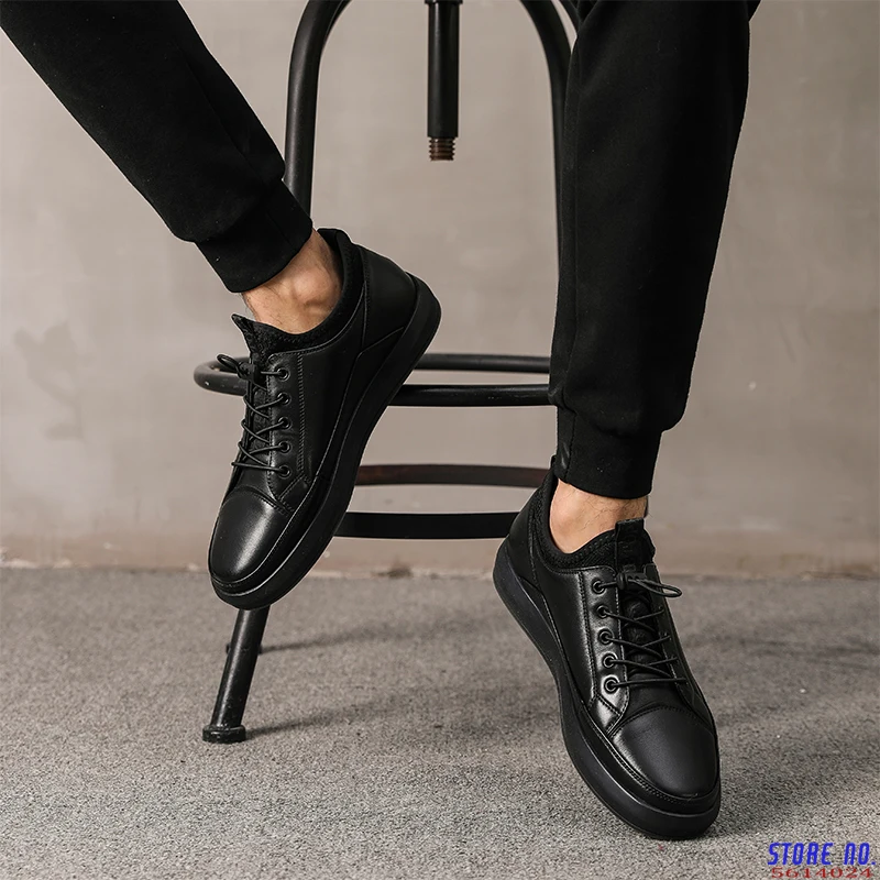 

Genuine Leather High Quality Men Shoes Casual Daily Trendy Sneakers Mens Black Comfortable Footwear Spring / Winter 2020