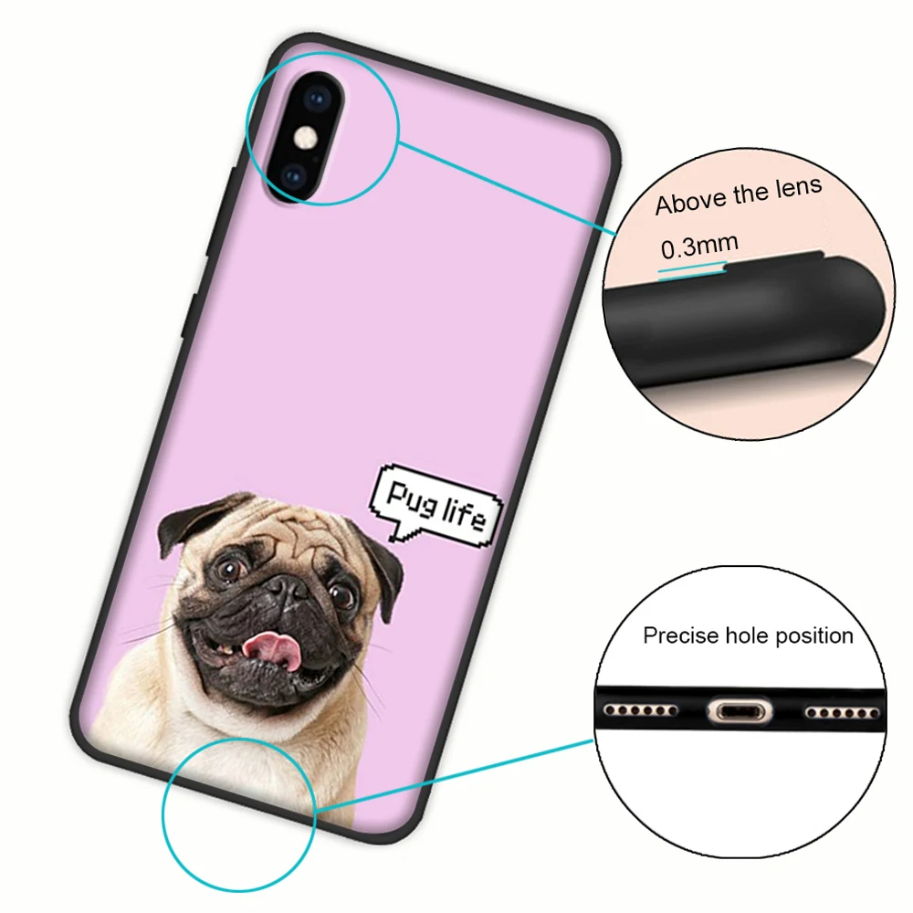 cute cartoon pug soft cover case for iphone 12 11 pro x xs xr max free global shipping