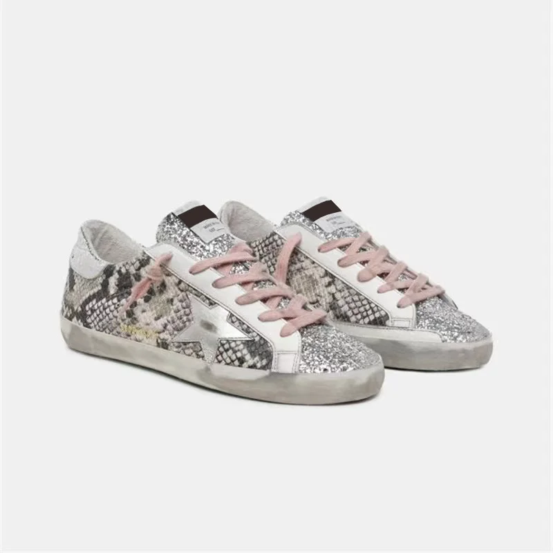 

Autumn New Products Children's Snake Print First Layer Cowhide Retro Distressed Small Dirty Shoes Parent-child Casual Shoes QZ47