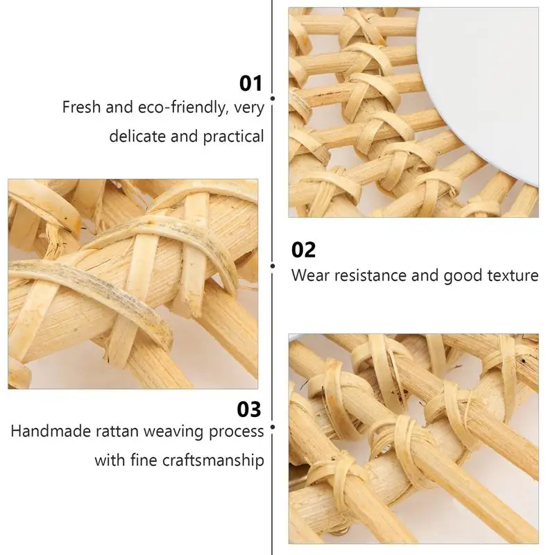 

Nordic Vanity Mirror Rattan Woven Decorative Mirror Living Room Makeup Mirror Dressing Bathroom Wall Hanging Mirror