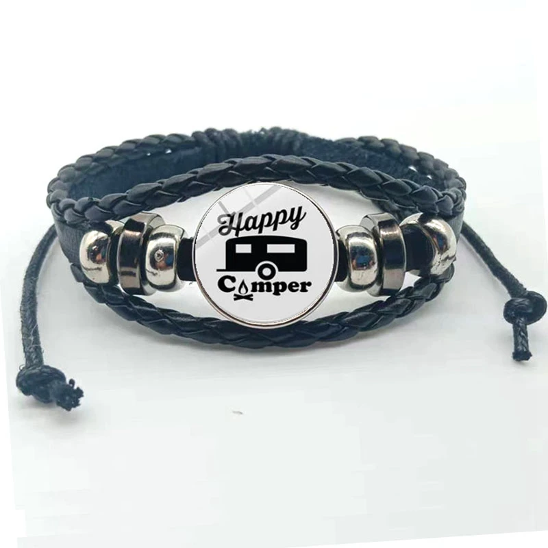 Счастливый кемпинг милый браслет I RV стеклянный выпуклый путешественника