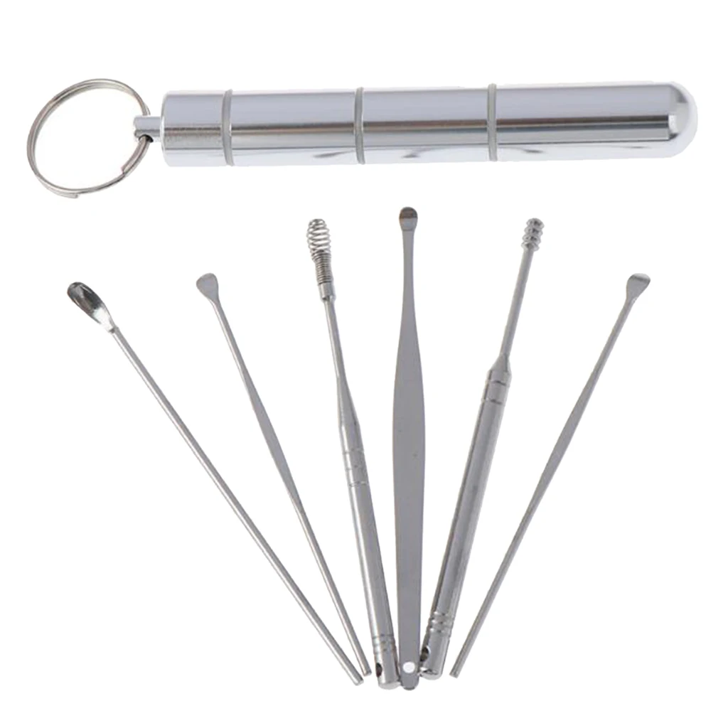 

6Pcs/set Ear Wax Pickers Stainless Steel Earpick Wax Remover Curette Ear Pick Cleaner Ear Cleaner Spoon Ear Clean Tools