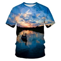 summer mens and womens fashion t shirt loose and comfortable youth 3dt shirt printing travel landscape pop op style clothing