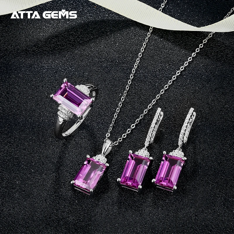 

Женский ювелирный набор из серебра с фиолетовым сапфиром, 12,8 карат, S925, подарок на день матери