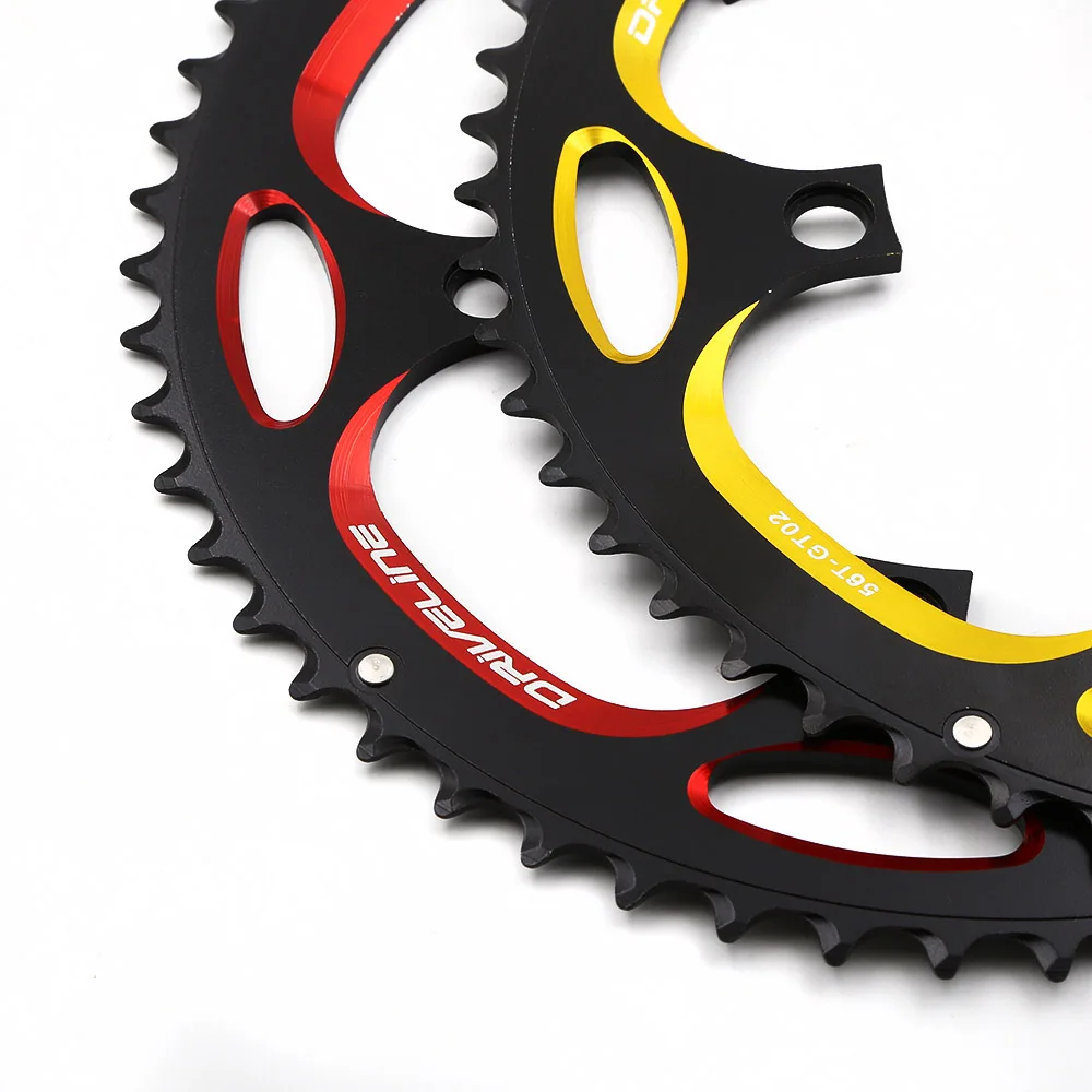

7075 aluminum CNC 53/56T road chainring / crankset chainrings / tooth disc / dental plate black with red color