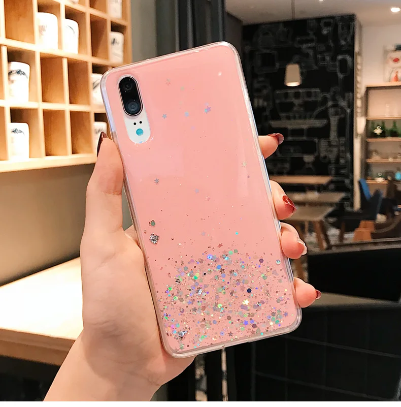 YOMILE Gradient Glitter Star Silicone Luscious Cases For Iphone 6 7 Plus 6S X XR XS MAX Transparent Shiny Soft TPU Luxury Cover |