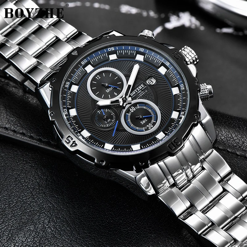 

Men Watch Automatic Mechanical Watch Top Brand Luxury Stainless Steel Three Small Dials Sport Watches Mens Relogio Masculino