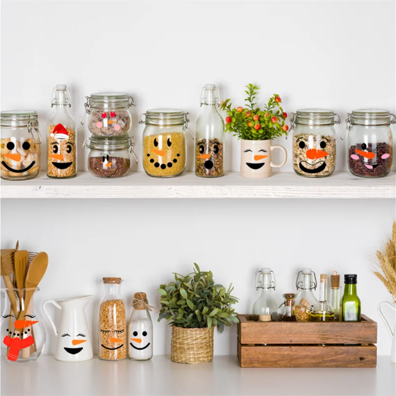 

Creative Cute Door Stickers Kitchen Water Cup Jar Decal Home Decor Christmas Decorations for Home Navidad Natal New Year 2022