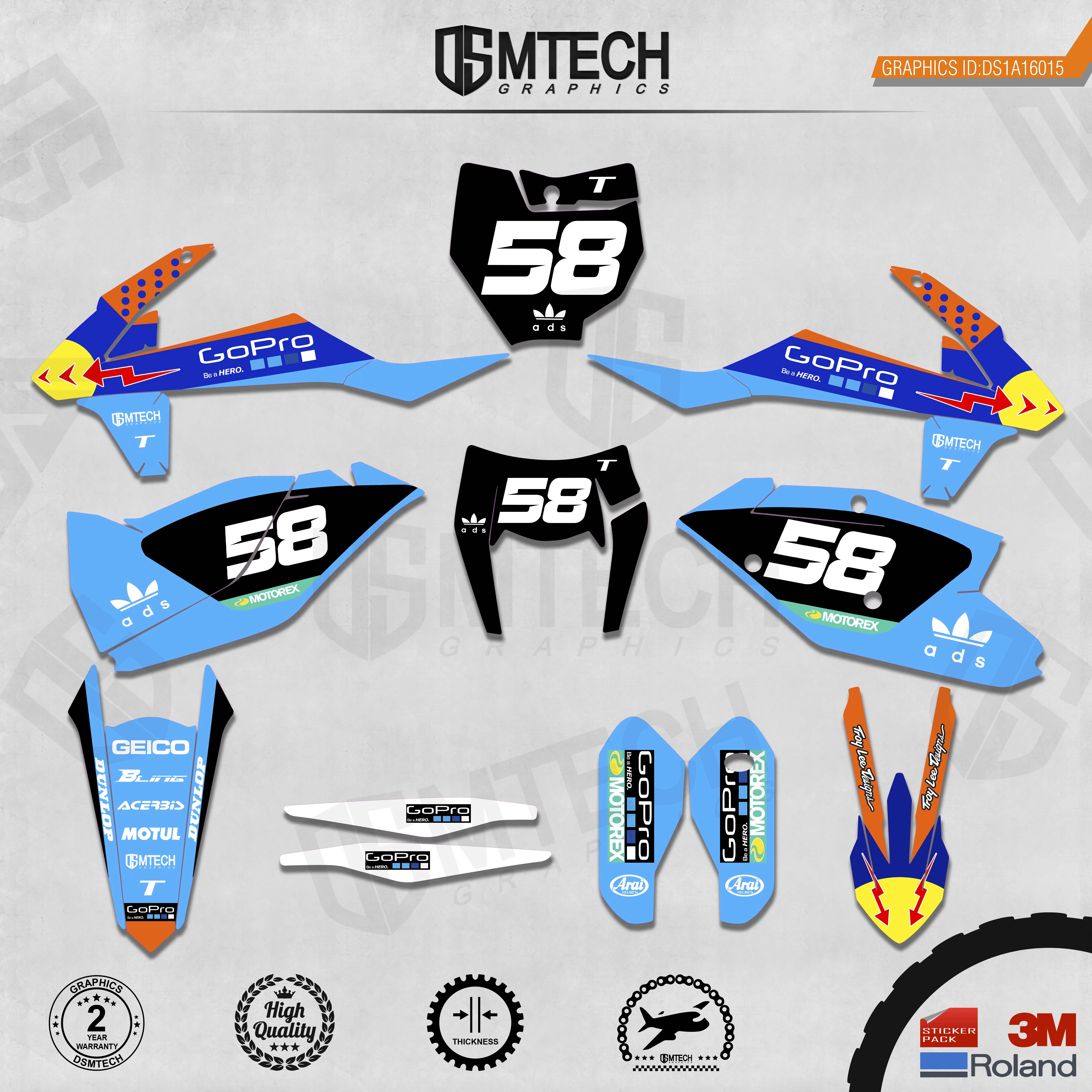 DSMTECH Customized Team Graphics Backgrounds Decals 3M Custom Stickers For KTM 2017-2019 EXC 2016-2018 SXF  015