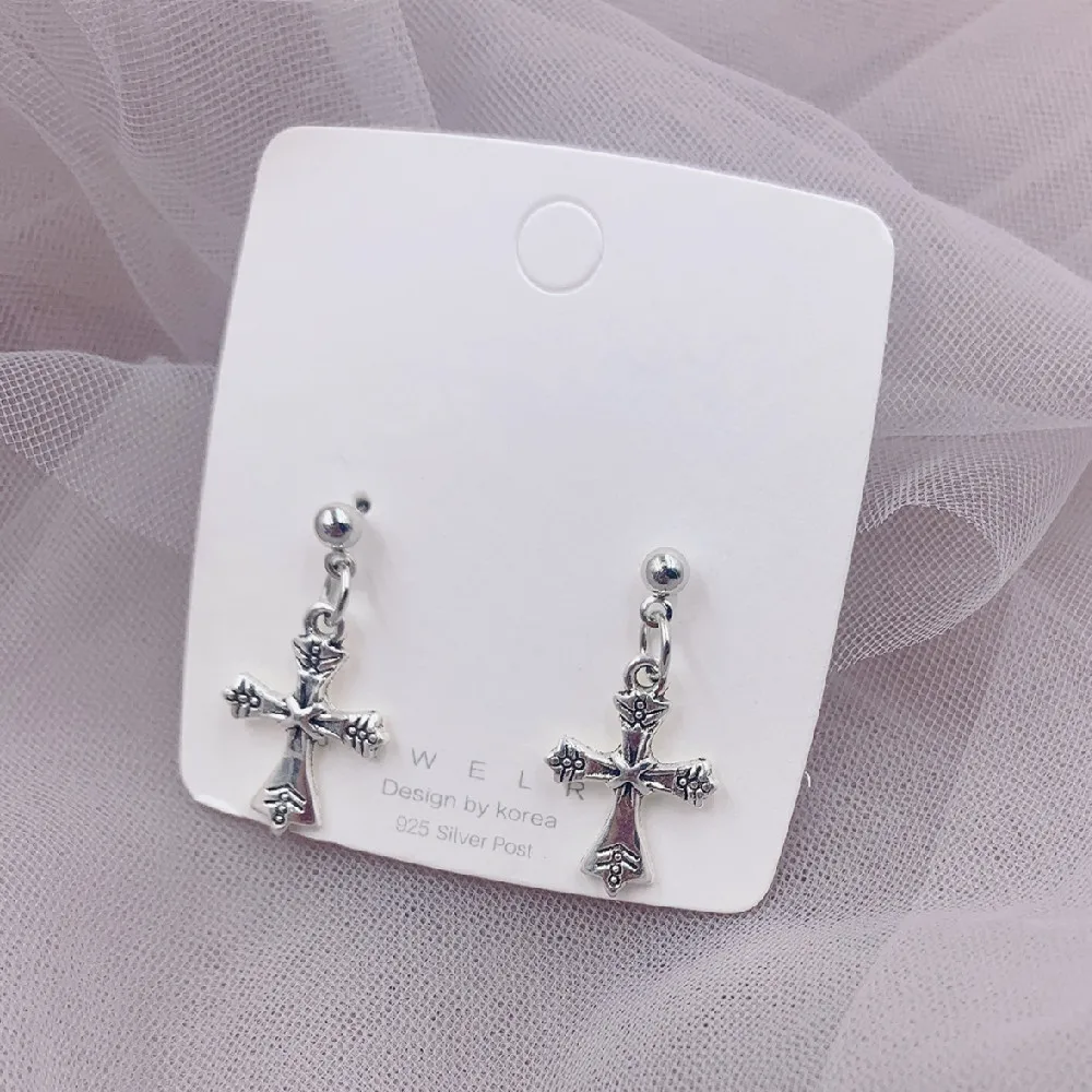 

Fashion Cross Pendant Cartilage Drop Dangle Earrings Punk Jewelry For Cool Women Girl Friendship Gifts