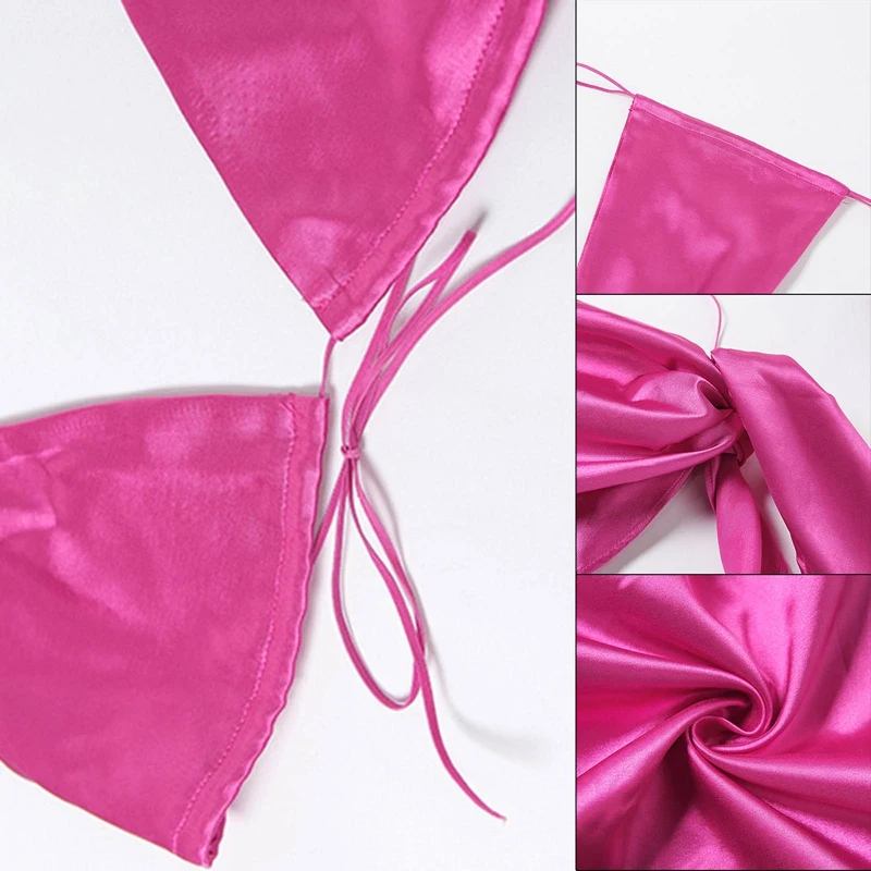 

3PCS Sexy Women Bikini Set Smooth Satin Summer Swimsuit Brazilian Beach Swimming Bathing Suit Bandage Beachwear Thong Tankini