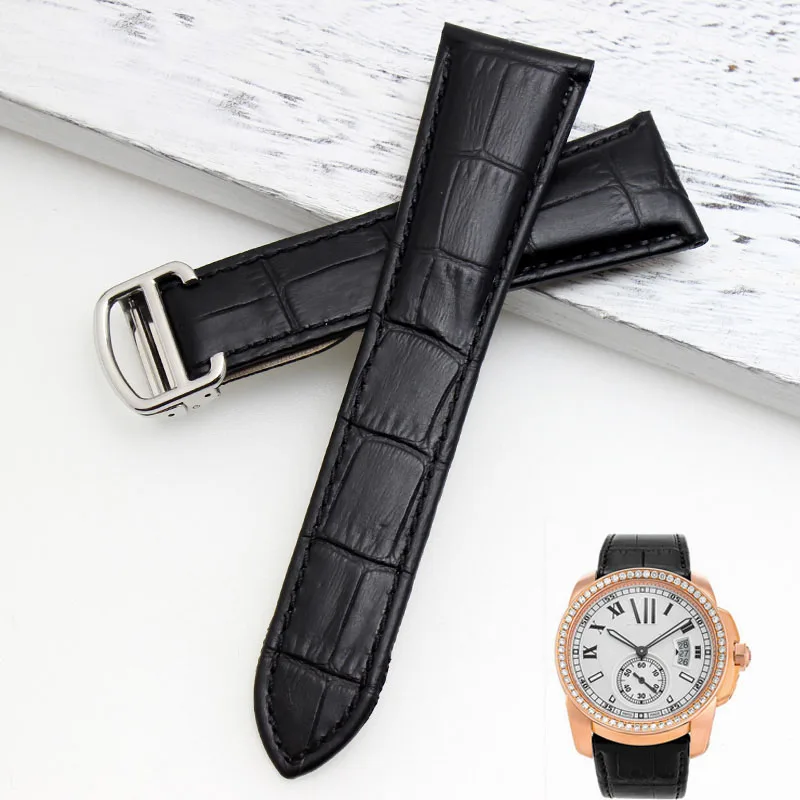 Cowhide watch band suitable for Cartier  W7100060 men's watch band 22mm 23mm 24mm 25mm