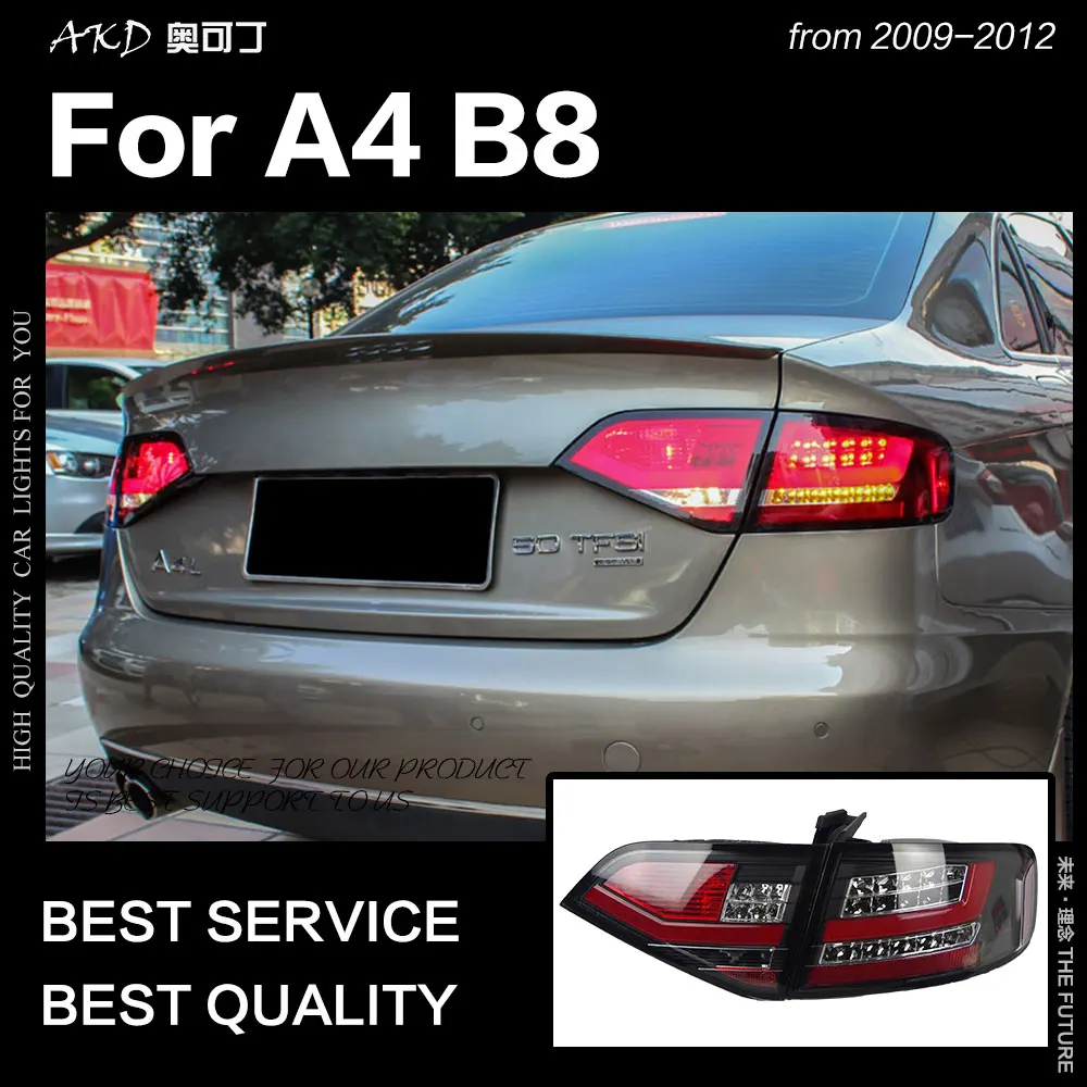 AKD автостайлинг для A4 B8 задние фонари 2009 2012 A4L светодиодный ная задняя лампа Светодиодные ДХО тормозной