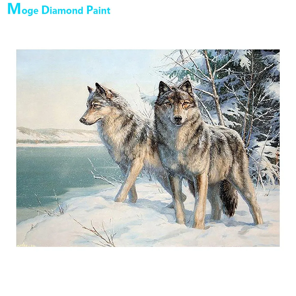 Снежное поле серый волк животное Алмазная картина круглая полная дрель Nouveaute