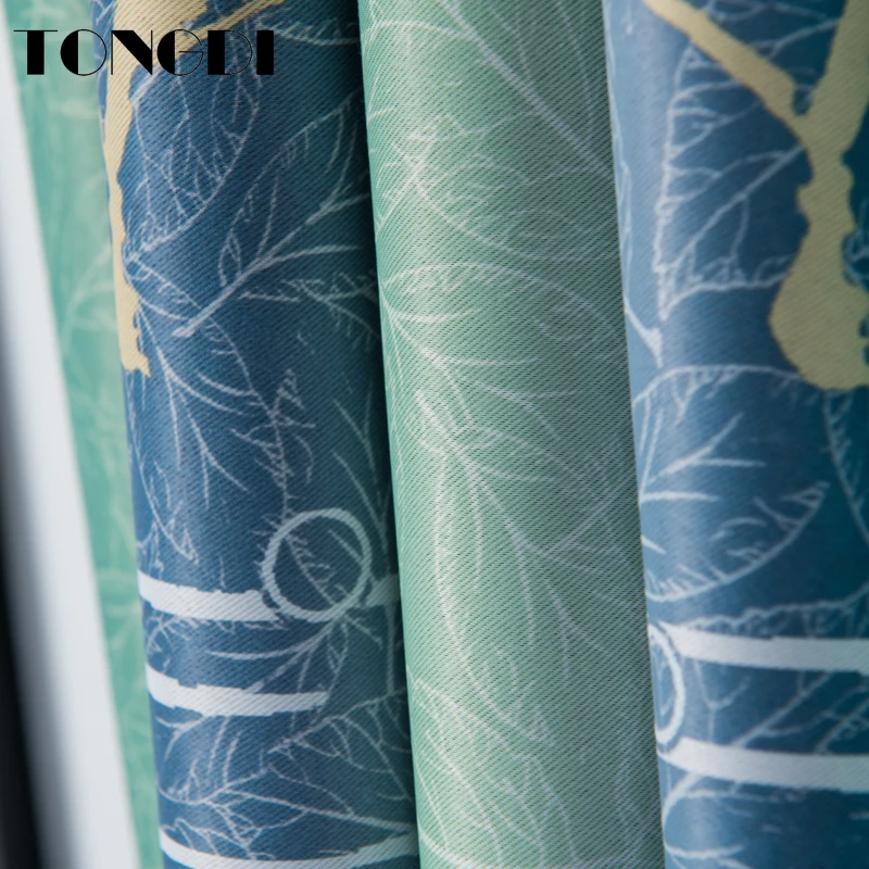 Затемненная занавеска TONGDI с принтом большие градиентные занавески листочками
