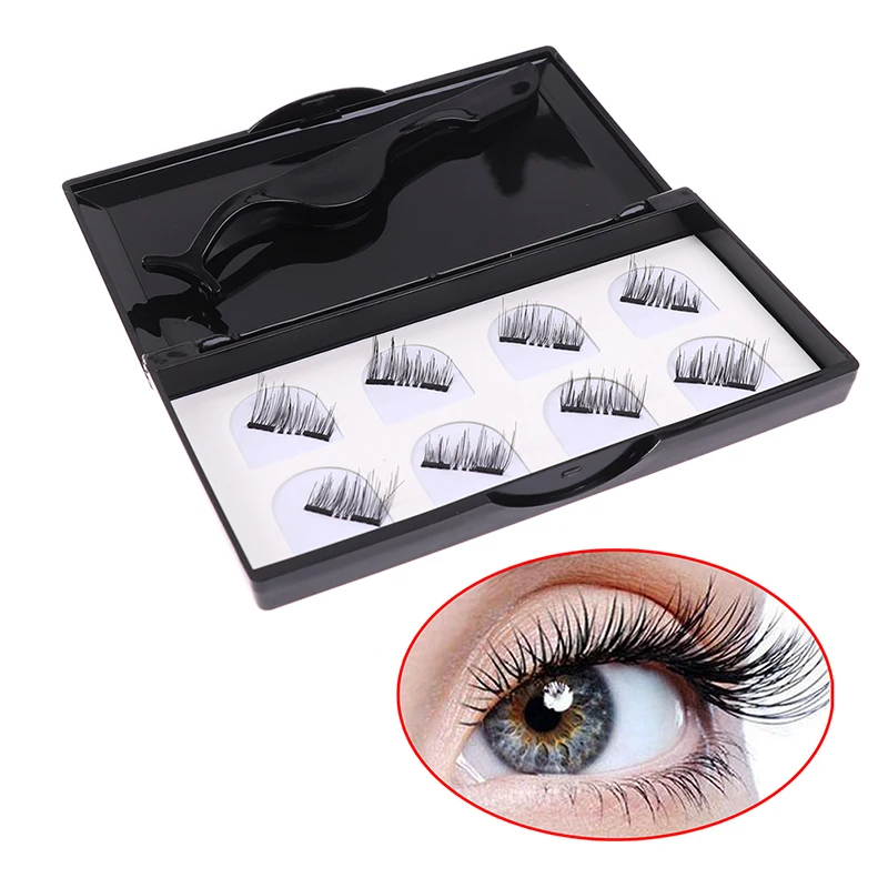 

8PCS/Set 3D False Eyelashes Double Magnetic Lashes Pure Handwork Black Eye Lashes with Eyelashes Applicator
