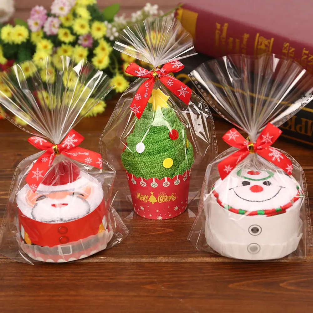 

Merry Christmas Gift Cupcake Cotton Towel New Year Christmas Decoration For Kindergarten Children Gift Santa Claus Cartoon Towel