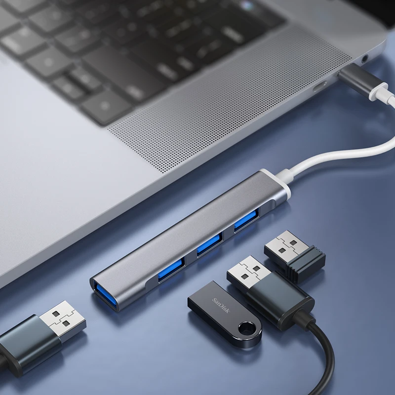 

USB-концентратор 4 в 1, USB Type-C, USB 3,0, OTG, для MacBook Air Pro, ПК