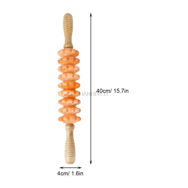 Пластиковый роликовый массажер с деревянной ручкой для тела мышц ролик терапия