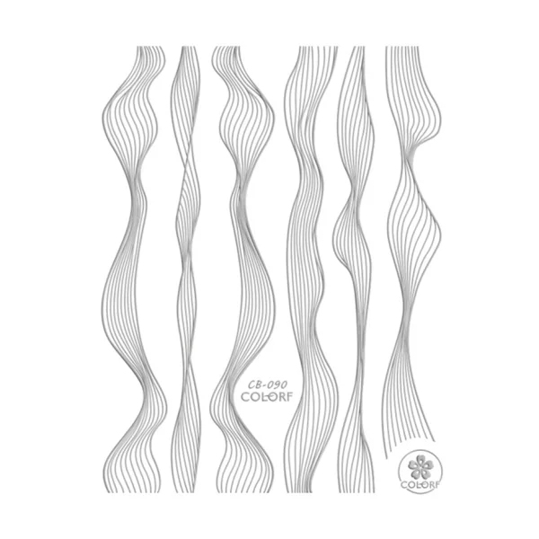 CB090 Silver 1 шт., волнистая полоска, наклейка для ногтей, золотая, черная, белая, гибкая лента, для дизайна ногтей, фольга, 3D, клейкие слайдеры, маникюрный декор, наклейка, LABP249-2 - Цвет: CB090 Silver