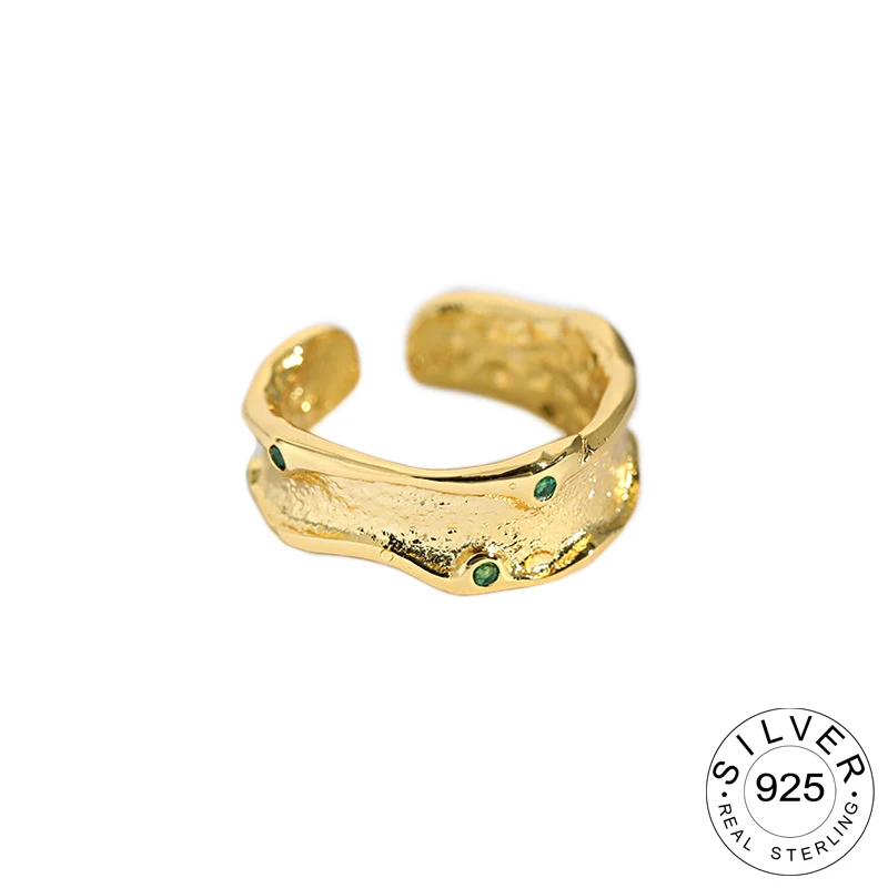 

925 серебряные кольца для женщин Золотой Матовый CZ свадебные модные ювелирные украшения Большой Регулируемый антикварные кольца Anillos