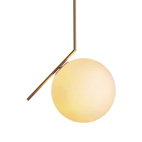 modern gold iron milky glass ball globe pendant light fixture modern nordic scandinavian hanging light luminaria design fixture