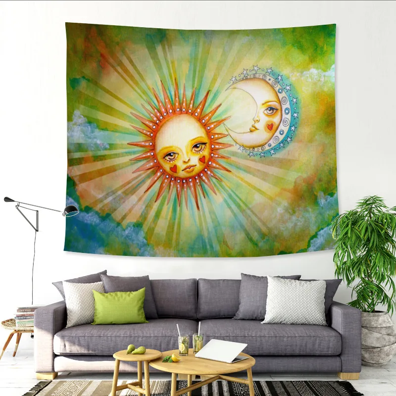 Новые подвесные Гобелены с абстрактным лицом солнце акварелью Мандала богемный
