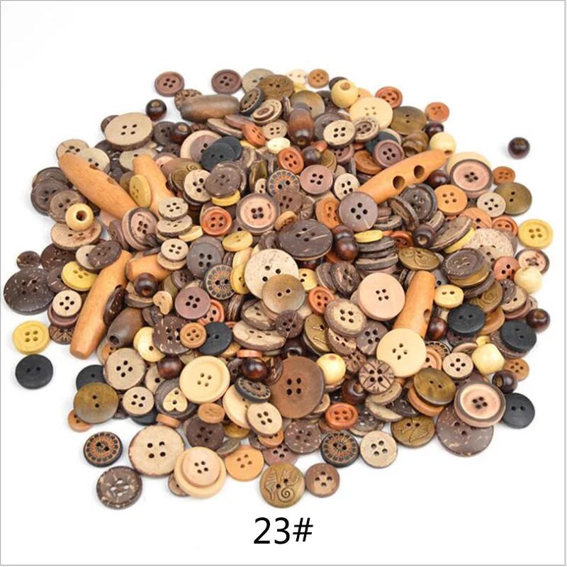23 wood coconut 600 шт./лот L/M/S Смешанная загрузка смолы кнопка швейные пуговицы ремесла для DIY скрапбукинга детская одежда пуговицы - Цвет: 23 wood coconut
