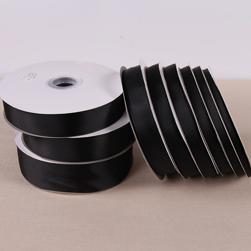 

New (91 meters/lot) Width 6/10/12/15/20/25/35/40/50mm Black Grosgrain Ribbon Wedding Party Gift Wrapping Christmas Sewing Ribbon