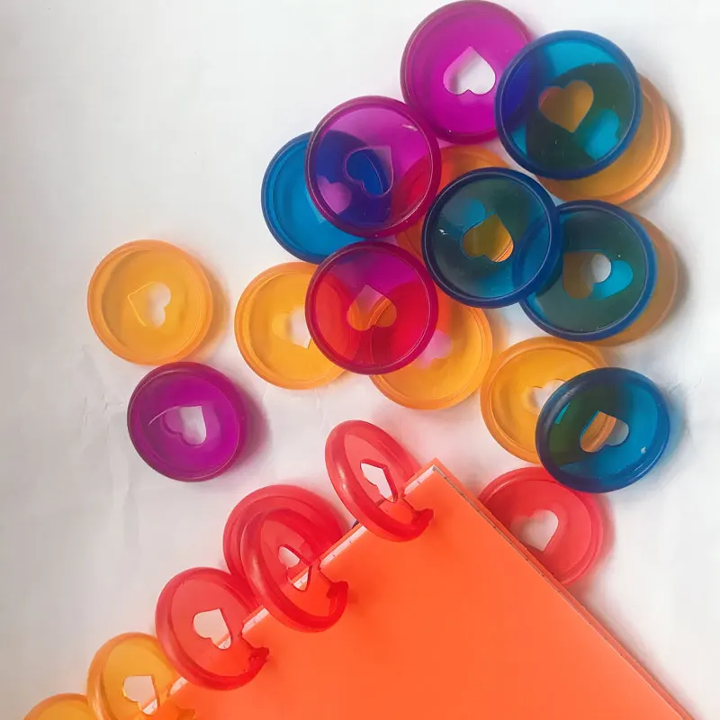 Прозрачные круглые диски для блокнотов 50 шт./лот в форме сердца с отверстием виде