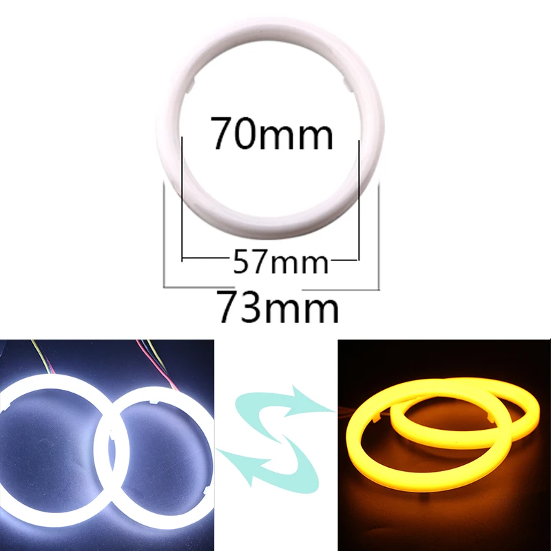 6X 12VDC молочно-белый и желтый 80 мм 25SMD 95 мм 30 SMD Ангельские глазки Led гало кольца авто DRL 60/70/80/90/95/100/110/120 мм - Цвет: 70mm White-Amber