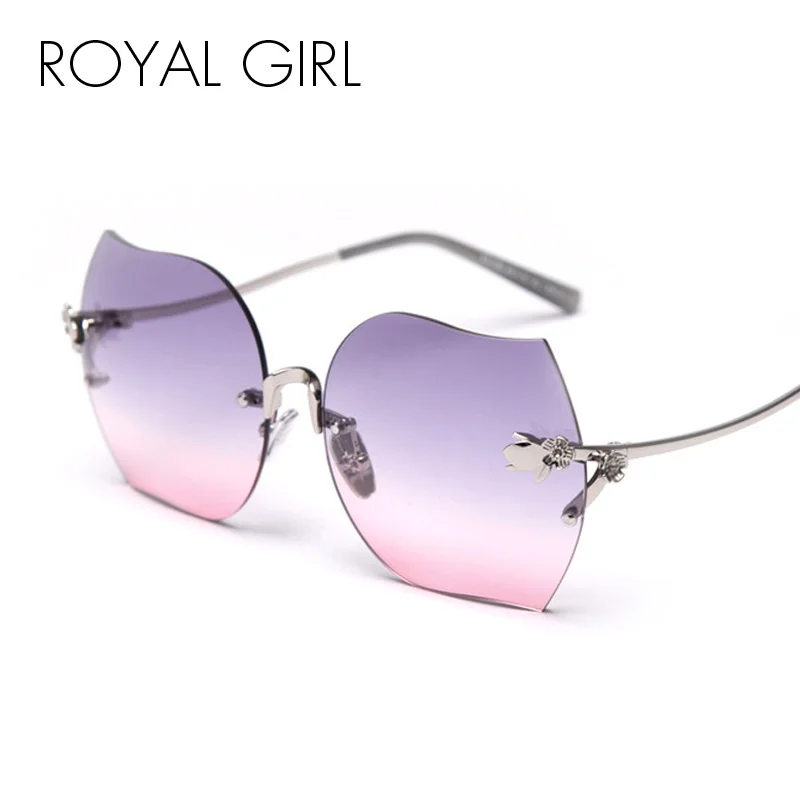 Новые модные женские солнцезащитные очки ROYAL GIRL, брендовые дизайнерские большие солнцезащитные очки с цветочной отделкой ss294