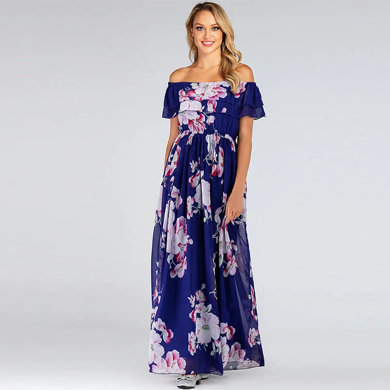 Женское шифоновое платье с широкой юбкой элегантное без рукавов принтом пляжная