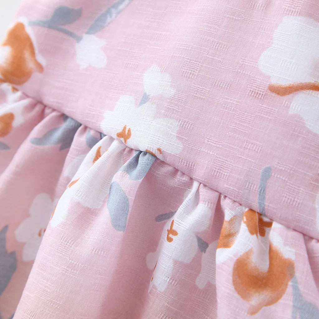 Летнее платье для новорожденных девочек принцессы с цветочным принтом мини без