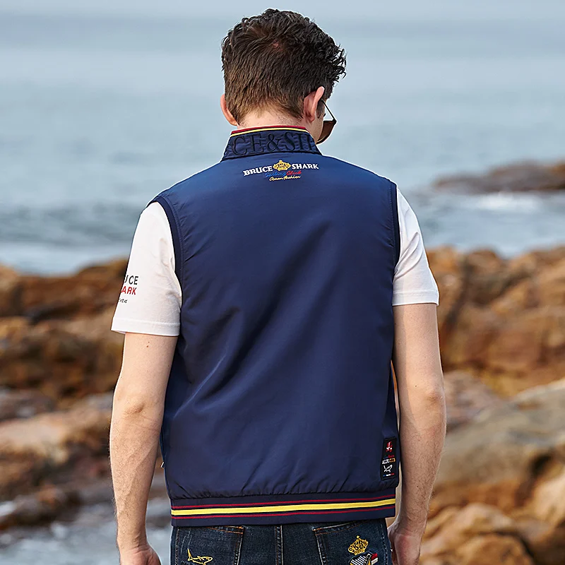 Жилет Брюс &amp акула Мужской тонкий Хлопковый жакет с карманами повседневный