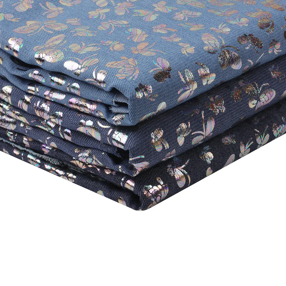 

Denim Fabrics By Half The Meter Colorful Butterfly Printed Fabrics For Sewing Dress Making Patchwork For Needlework 45*150cm 1pc