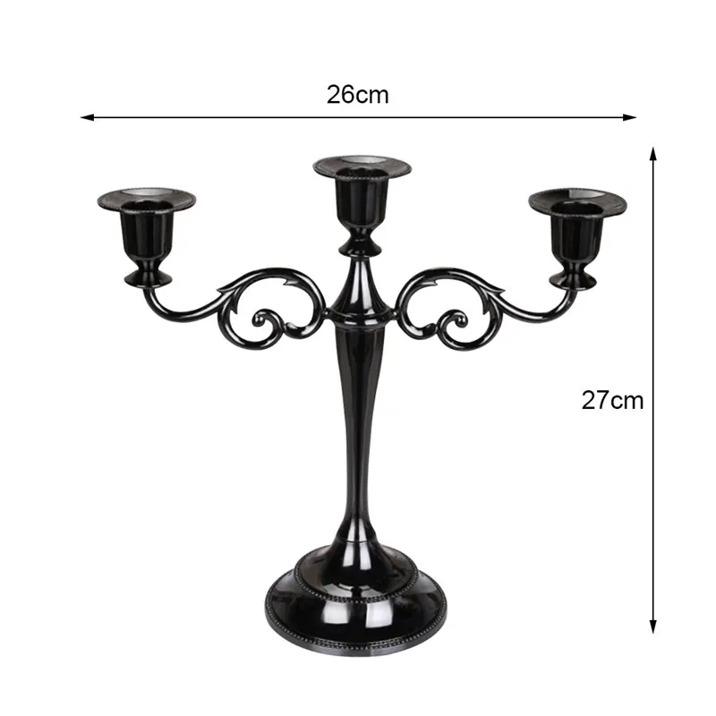black-3arms 3/5-Arms металлические подсвечники серебро/золото/бронза/черный свадебное украшение подсвечник Подставка для свадьбы домашний декор канделябры - Цвет: black-3arms