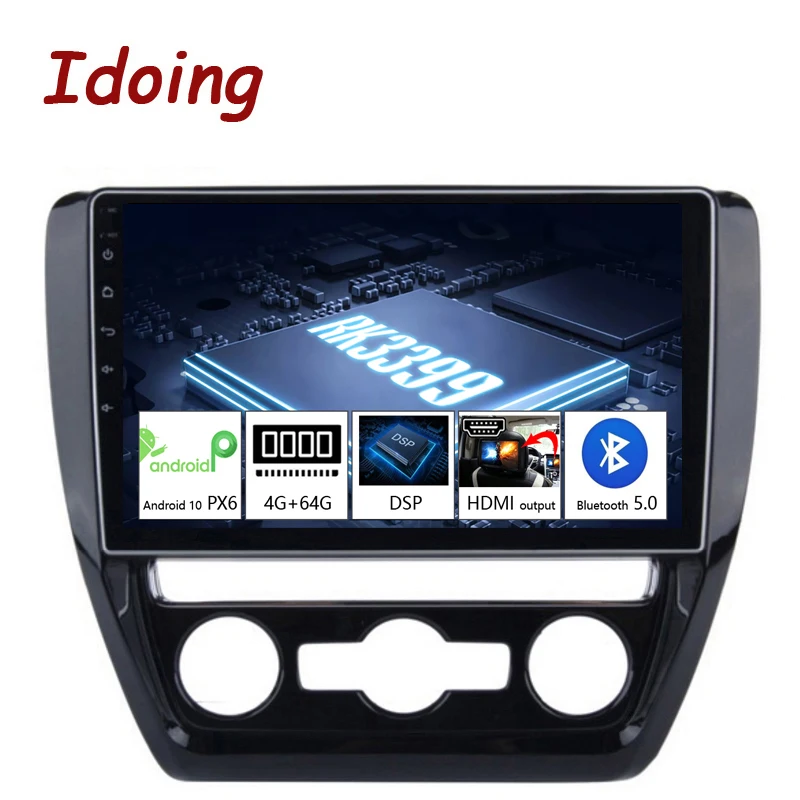 

Idoing 10,2 "PX6 Car Android 10 радио мультимедиа плеер для VW-Jetta 2011-2015 4G + 64G GPS навигации Bluetooth 5,0 без 2 Дина dvd