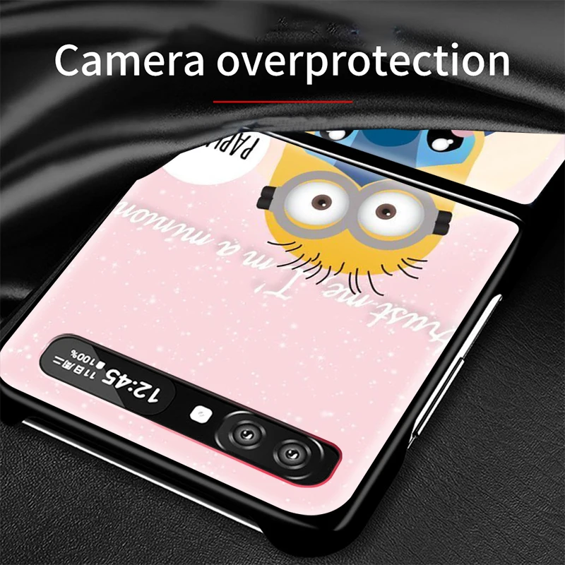Cartoon Cute Stitch For Samsung Galaxy Z Flip 3 5G Black Fashion Mobile Shockproof Fundas Hard Cover Phone Case