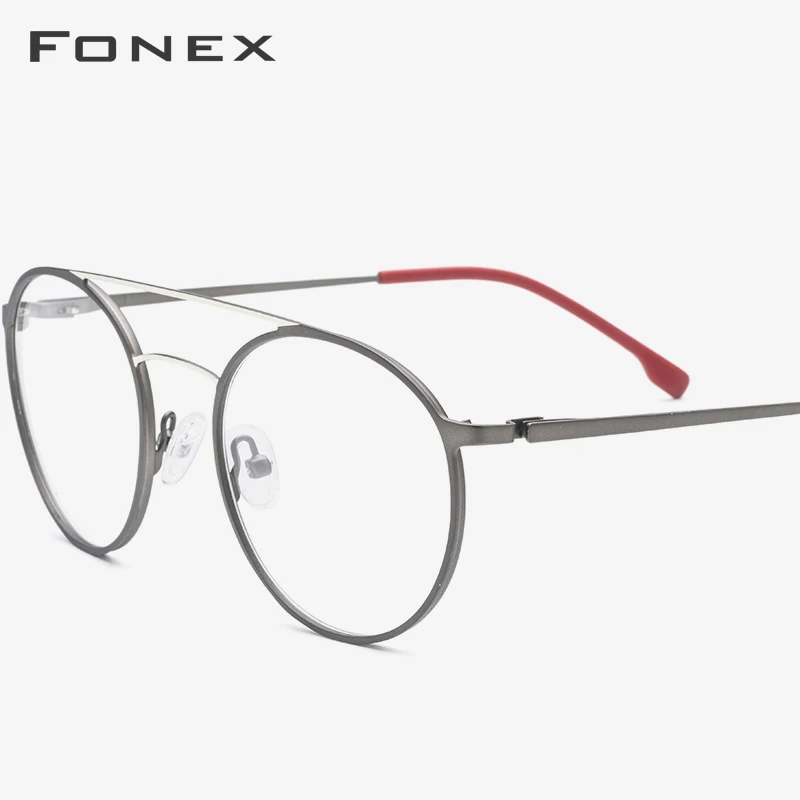 FONEX, сплав, оптические очки, мужские, Ретро стиль, Круглые, по рецепту, очки, оправа для женщин, Ретро стиль, близорукость, Безвинтовые очки, 7055