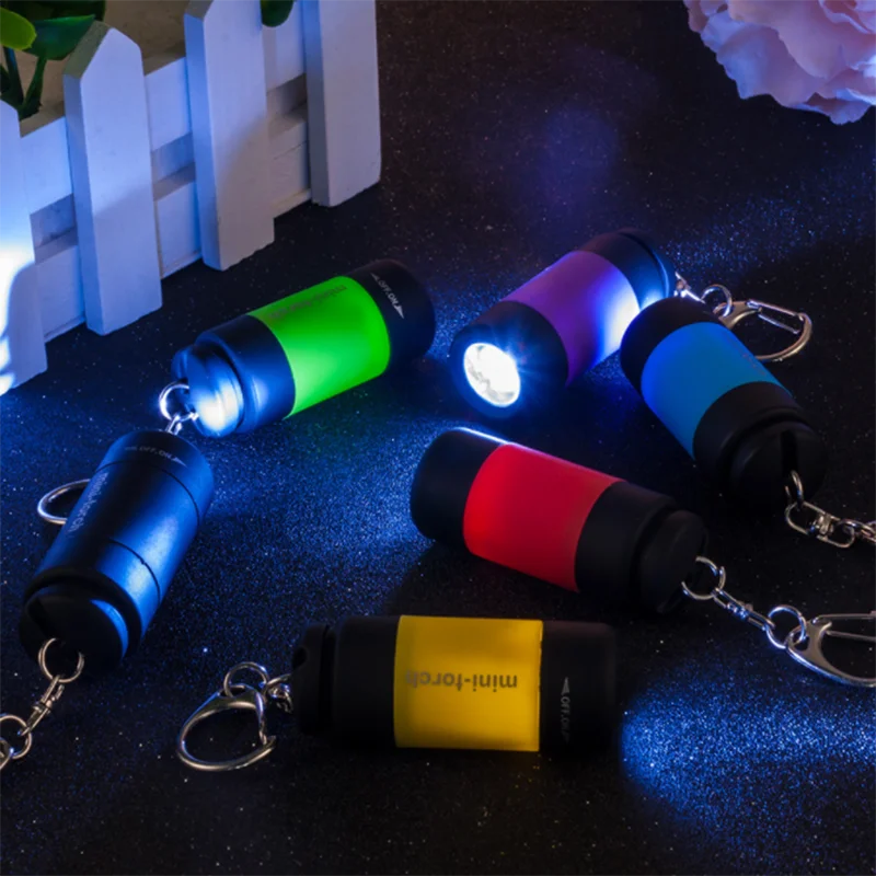 

LED Flashlight Key Chain Portable Mini Torch Outdoors Waterproof Built-in Battery USB Rechargeable Hiking For Outdoor Camping