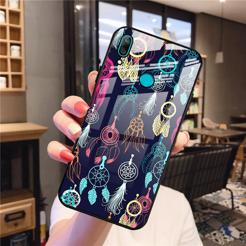 

Tempered Glass Case For Huawei Y7 2019 Case Hard Phone Cover For Huawei Y7 Prime 2019 Protective Fundas Y7Prime Y 7 2019 Bumper