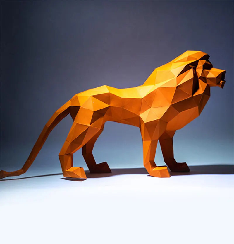 3D скандинавский Лев оригами для ручной работы животные Бумажная модель гостиная