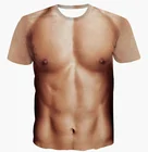 Футболка мужская с 3D принтом, модный топ с короткими рукавами, уличная одежда, футболка с имитацией грудных мышц для пресса