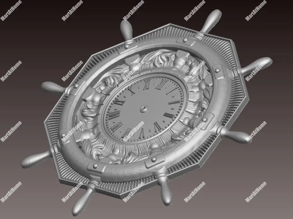 Часы Rudder Style 3D STL модель для ЧПУ гравировки и печати рельеф поддержка ZBrush Artcam Aspire