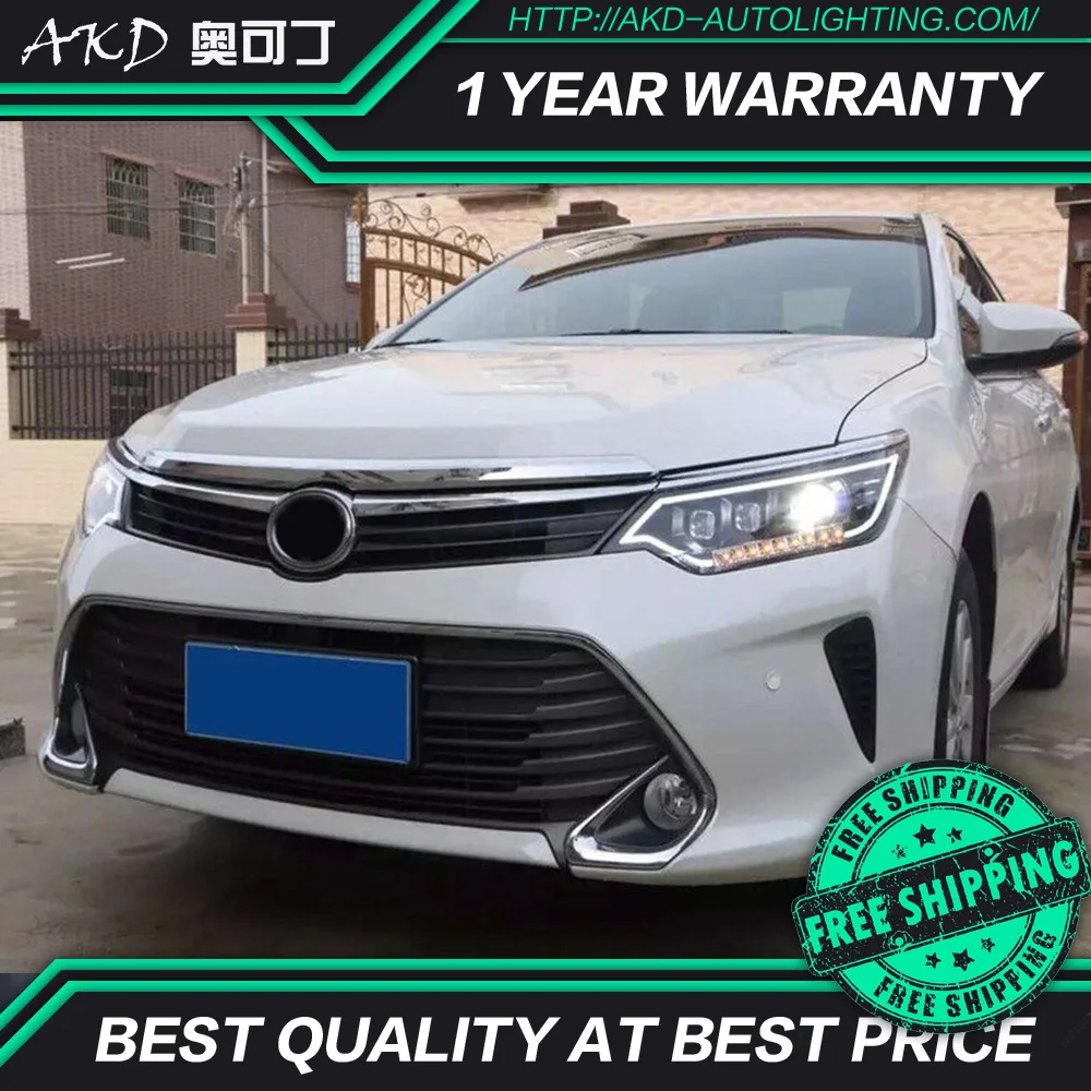 AKD тюнинг автомобильных фар для Toyota Camry 2015 2017 светодиодные фары DRL ходовые огни Bi