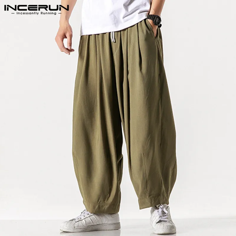Мужские брюки с широкими штанинами 2021 Drawstring Joggers однотонные карманы Хай стрит