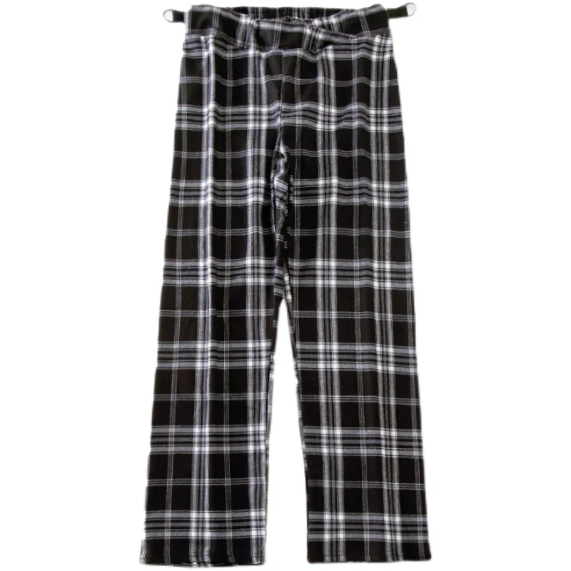 

8233# Wide leg Loose Plaid Maternity Full Long Pants Spring Chic Korean Fashion Straight Pants for Pregnant Women OL Pregnancy