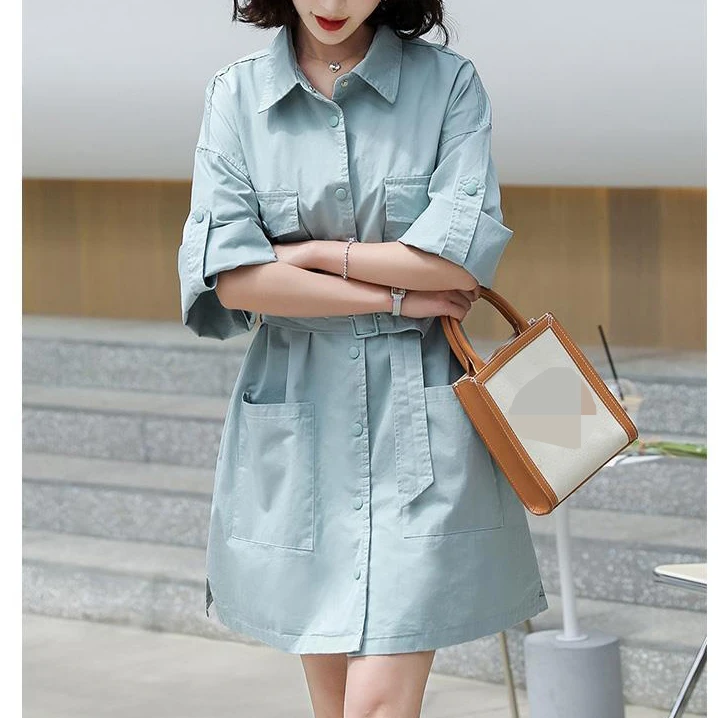 

2021 Summer Women's Korean Slim Lapel Single-breasted Mid-length Women's Jumpsuit Designer women clothing Summer